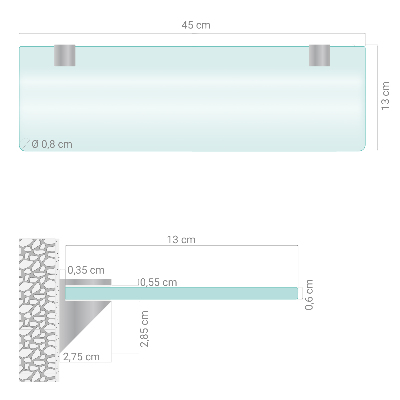 Étagère sous miroir en verre Semi-transparente