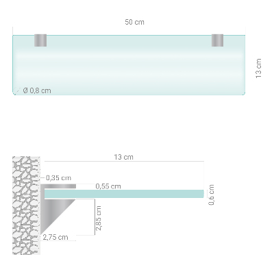 Étagère sous miroir en verre Semi-transparente