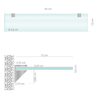 Étagère sous miroir en verre Semi-transparente