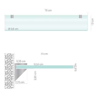 Étagère sous miroir en verre Semi-transparente