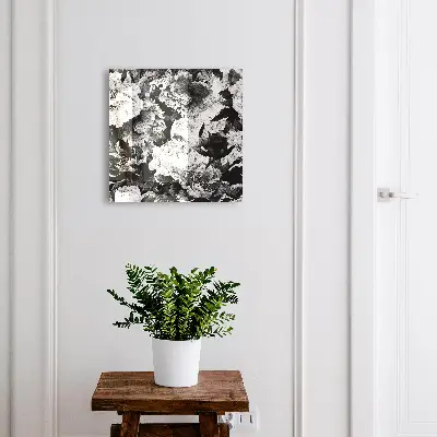 Armoire à clés décorative Fleurs noires et blanches