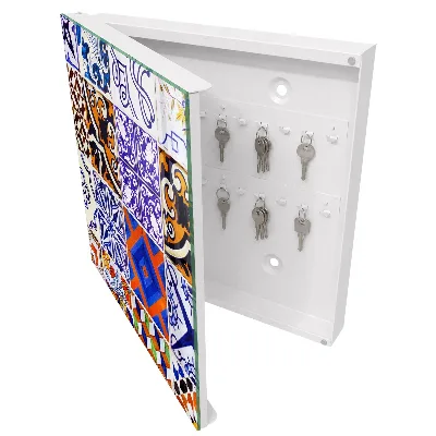 Armoire à clés design Carreaux colorés
