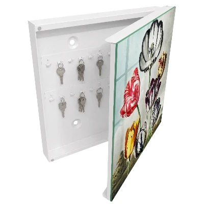 Armoire à clés design Tulipes rétro