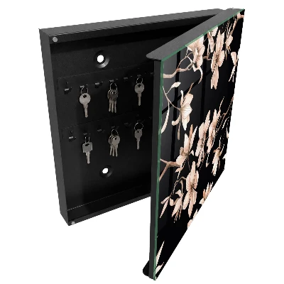 Armoire à clés design Fleurs crème