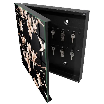 Armoire à clés design Fleurs crème