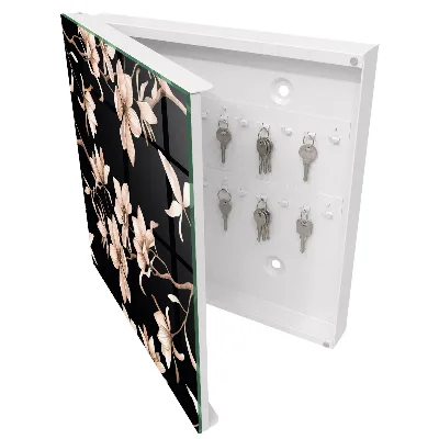 Armoire à clés design Fleurs crème