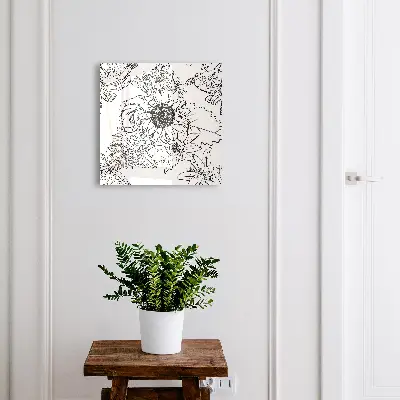 Boîte à clés murale décorative Fleurs noires et blanches