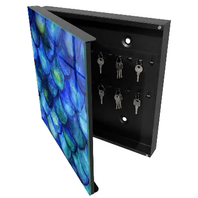 Armoire à clés décorative Écailles bleues