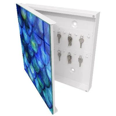 Armoire à clés décorative Écailles bleues