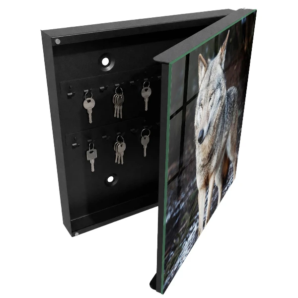 Armoire à clés décorative Loup dans la forêt