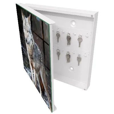 Armoire à clés décorative Loup dans la forêt