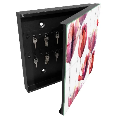 Armoire à clés design Tulipes aquarelle