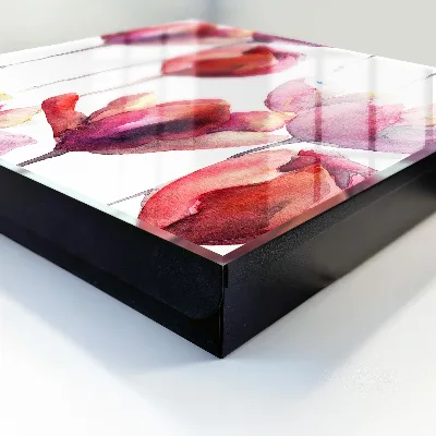 Armoire à clés design Tulipes aquarelle