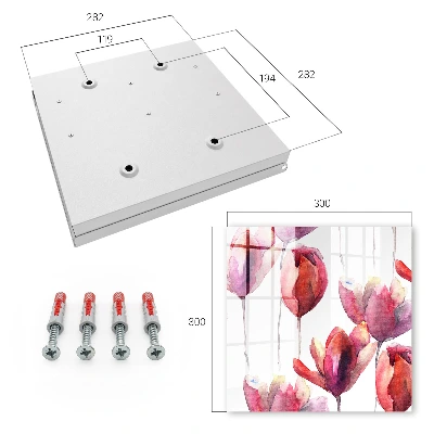 Armoire à clés design Tulipes aquarelle