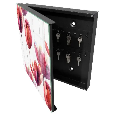 Armoire à clés design Tulipes aquarelle