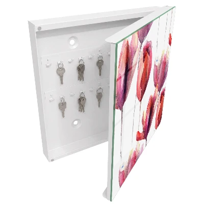 Armoire à clés design Tulipes aquarelle