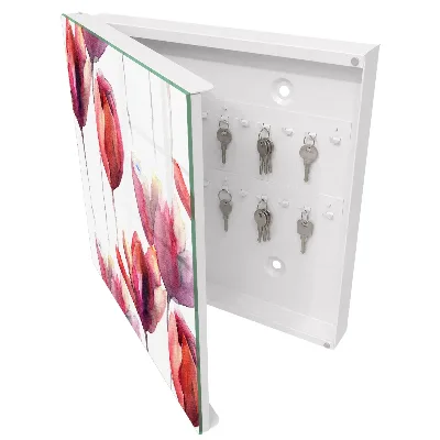Armoire à clés design Tulipes aquarelle