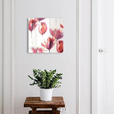 Armoire à clés design Tulipes aquarelle