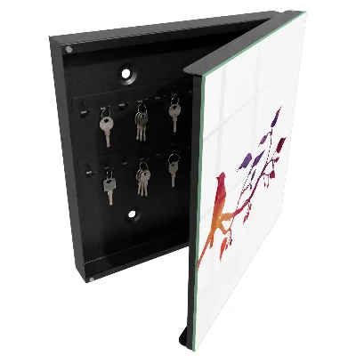 Armoire à clés design Une branche avec un oiseau