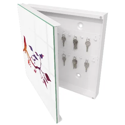 Armoire à clés design Une branche avec un oiseau