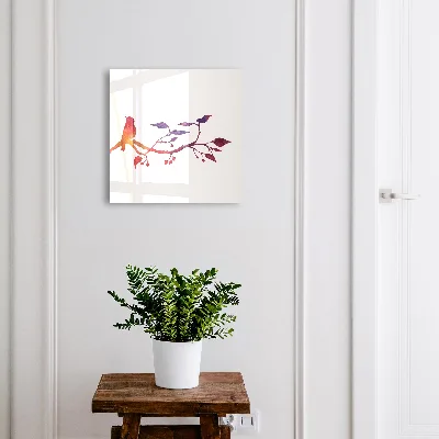 Armoire à clés design Une branche avec un oiseau