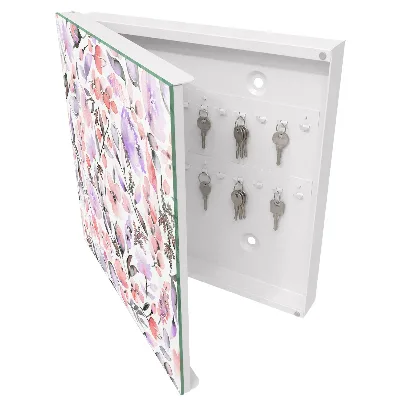 Armoire à clés design Fleurs pastel