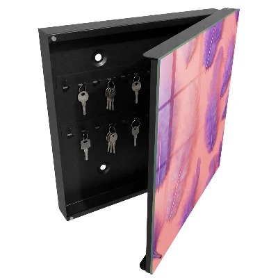 Armoire à clés décorative Plumes violettes