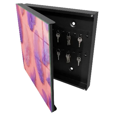 Armoire à clés décorative Plumes violettes
