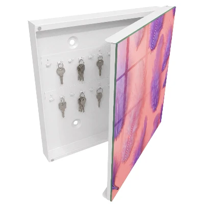 Armoire à clés décorative Plumes violettes