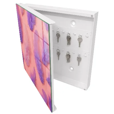 Armoire à clés décorative Plumes violettes