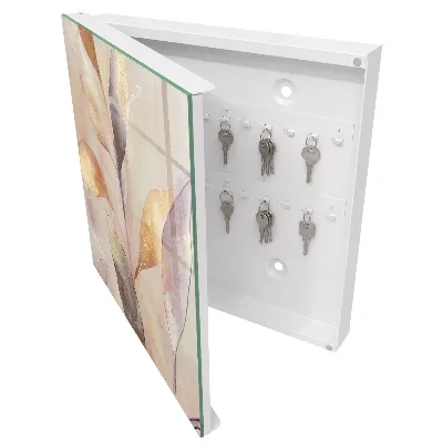 Boîte à clés murale décorative Feuilles pastel