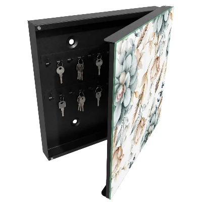 Armoire à clés design motif fleurs à l'aquarelle