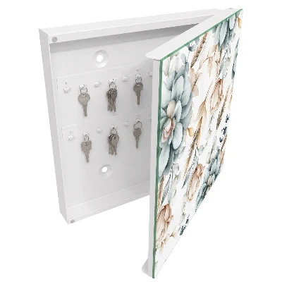 Armoire à clés design Fleurs à l'aquarelle