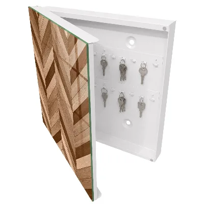 Boîte à clés murale décorative Chevrons en bois