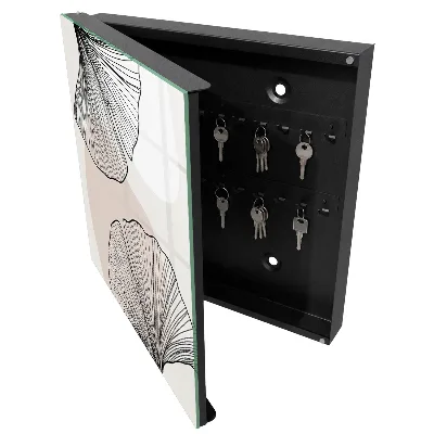 Boîte à clés murale décorative Feuilles noires