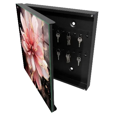 Boîte à clés murale décorative Fleur rose