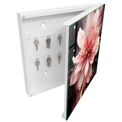 Boîte à clés murale décorative Fleur rose