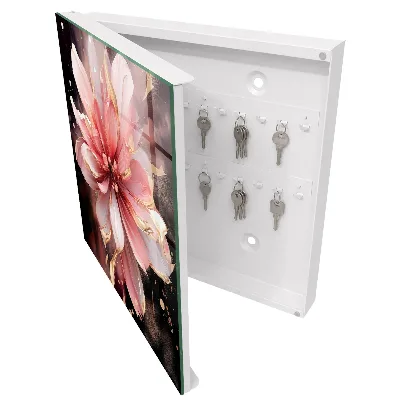 Boîte à clés murale décorative Fleur rose