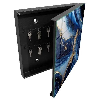 Boîte à clés murale décorative Rayures bleu marine