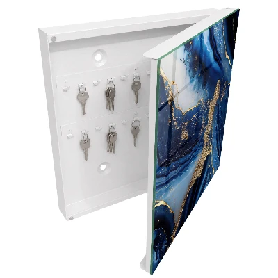 Boîte à clés murale décorative Rayures bleu marine