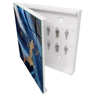 Boîte à clés murale décorative Rayures bleu marine
