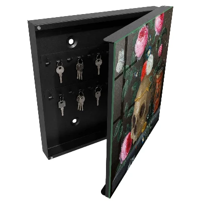 Armoire à clés décorative Crâne et fleurs