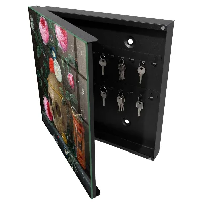 Armoire à clés décorative Crâne et fleurs