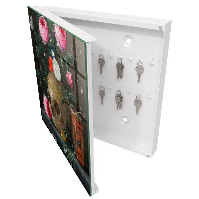 Armoire à clés décorative Crâne et fleurs