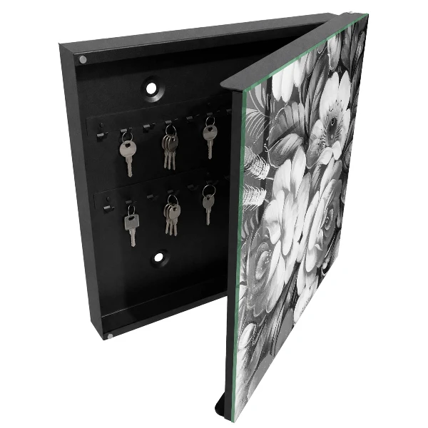 Armoire à clés design Fleurs monochromes