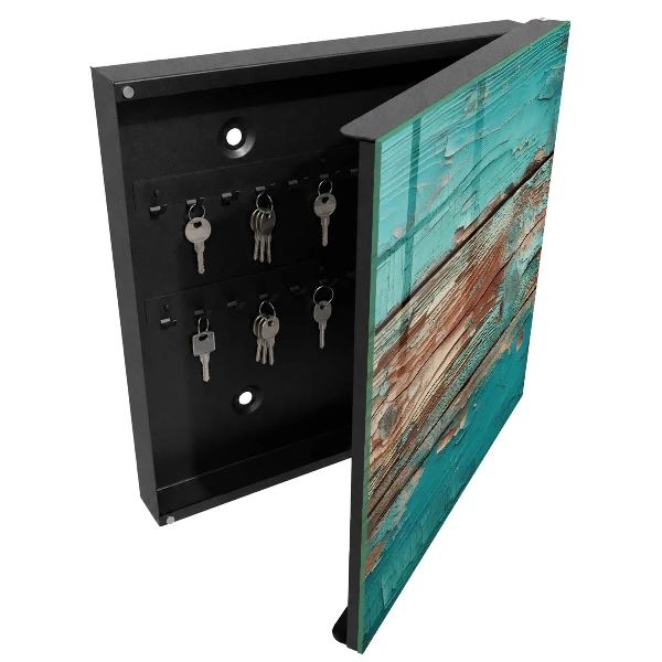 Boîte à clés murale décorative Bois turquoise