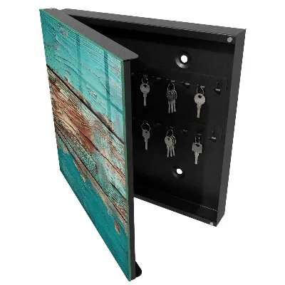 Boîte à clés murale décorative Bois turquoise