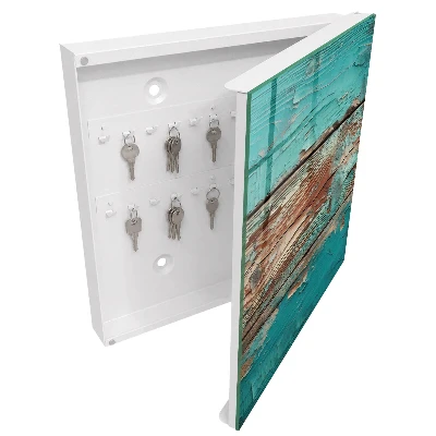 Boîte à clés murale décorative Bois turquoise