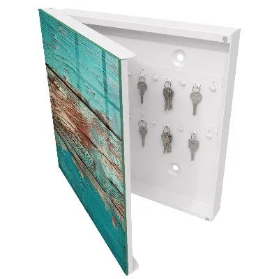 Boîte à clés murale décorative Bois turquoise