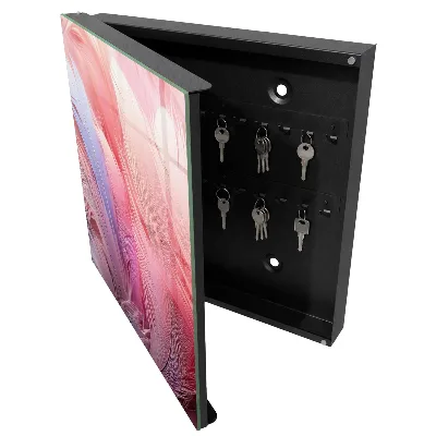 Armoire à clés décorative De magnifiques plumes roses